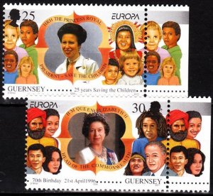 GUERNSEY 1996 EUROPA: Famous Women. Royals. Complete set with selvages, MNH