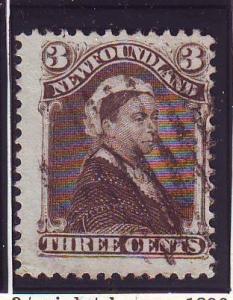 Newfoundland Sc 52 1896 3  c vio  brn Victoria stamp used