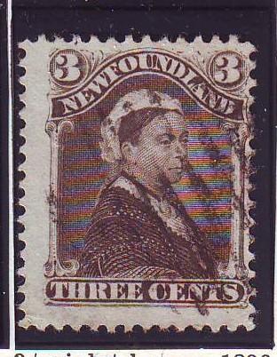 Newfoundland Sc 52 1896 3  c vio  brn Victoria stamp used