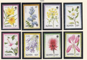 Uganda # 757-764, 765-766, Flowering Trees, Mint NH, 1/2 Cat.