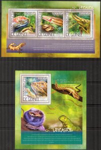 Guinea 2014 Reptiles Lizards Sheet + S/S MNH