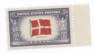 920 5c Overrun Countries - Denmark VF/MNH/OG