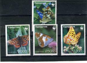 Udmurtia 1998 (Russia local) WWF Butterflies Set Perforated mnh.vf