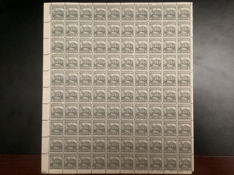 U.S. #809 MNH Full Sheet VF centering 4-1/2 cent White House
