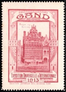 1913 Belgium Poster Stamp Universal & International Exhibition Ghent