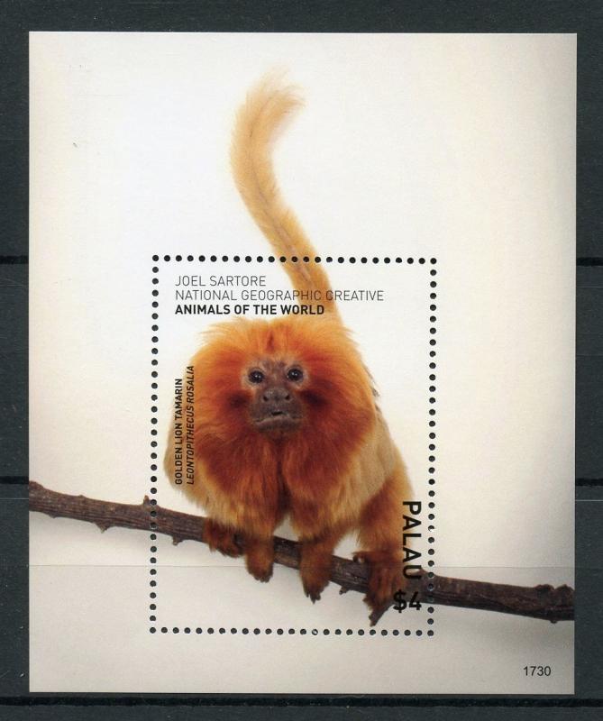 Palau 2017 MNH Wild Animals of World Golden Lion Tamarin 1v S/S Monkeys Stamps