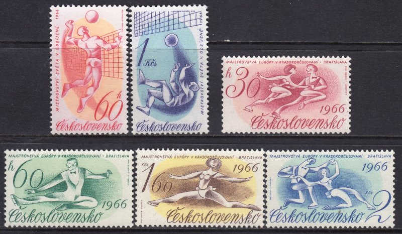 Czechoslovakia 1966 Figure Skating Championship & Volleyball Championship MNH Se