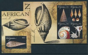 [110142] Tanzania 2011 Marine life seashells molluscs With souv. Sheet MNH