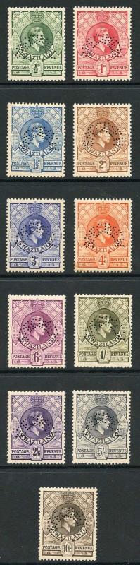 Swaziland 1938 Set Perf SPECIMEN (gum toned as normal) U/M