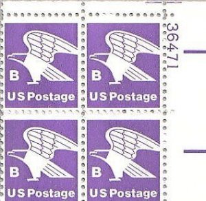 1981 B & Stylized Eagle Plate Block of 4 18c Postage Stamps, Sc#1818, MNH, OG
