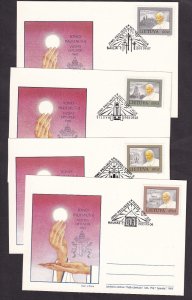 Lithuania Litauen Lituanie 1993 Pope John Paul II Visit 4 Maximum Cards