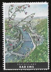 Bad Ems, Germany, German Tourism Poster Stamp, Cinderella Label, N.H.