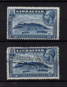 Gibraltar 1931-33 3d blue Perf 13.5 & 14 MH & used SG113A WS37314