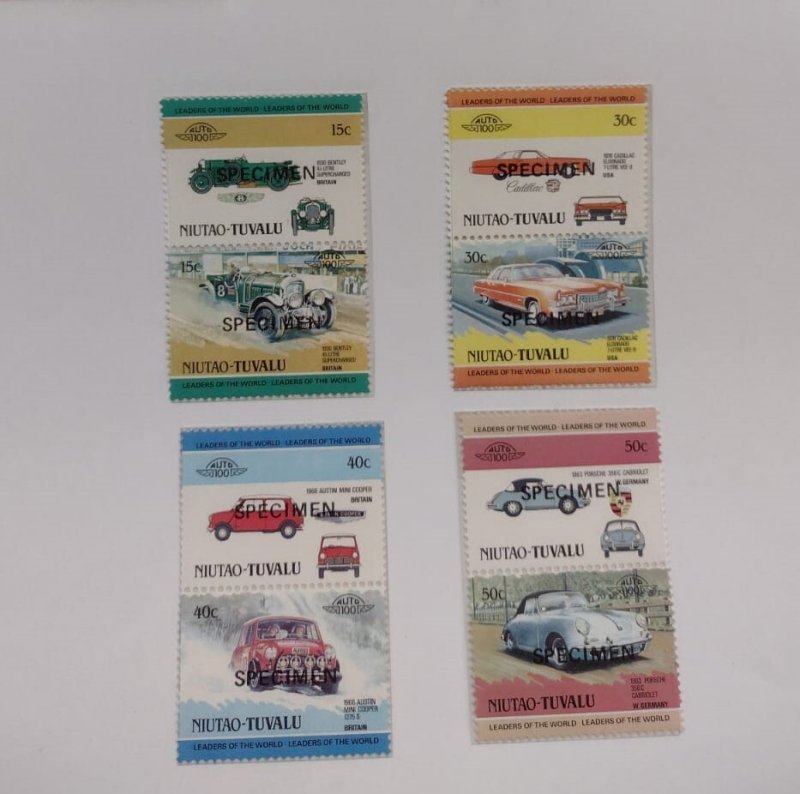 O) 1984 TUVALU, NIUTAO,  SPECIMEN, OLD CARS, AUTOMOBILE, BENTLEY, WOLSELEY, CROS