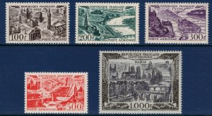 FRANCE 1949-50 View Airmails; Scott C23-27, Yvert 24-27, 29; MNH