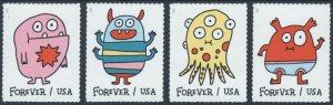 USA Sc. 5636-9 (58c) Message Monsters 2021 singles MNH