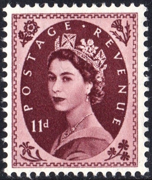 Great Britain #305 11d Queen Elizabeth II: Predecimal Wilding Single (1954) MNH
