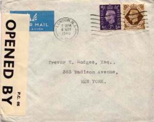 Great Britain, Airmail, Censored