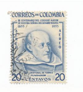 Colombia 1954 Scott C264 used - 20c, Brother Cristobal de Torres