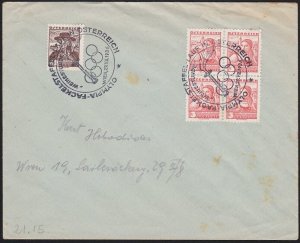 AUSTRIA 1936 cover ex Vienna with Olympic Games postmarks..................D3183