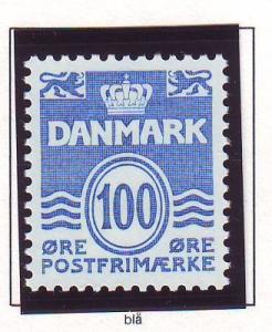 Denmark Sc 691 1983 100 ore blue wavy lines stamp mint NH