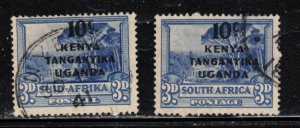 KENYA, UGANDA & TANGANYIKA Scott # 87a, 87b Used - South Africa Overprinted