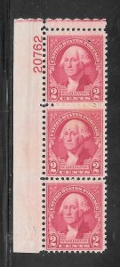 #707 MNH Plate Strip of 3