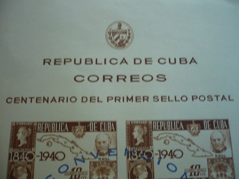Stamps - Cuba-Scott# C38 &C39 Used & Mint Hinged Airmail Stamps on Menu/S Sheet