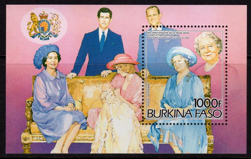 Burkina Faso 1985 Sc#707 Queen Mother/Princess Diana S/S Perforated MNH