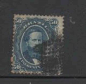 BRAZIL #56 1866 50r DON PEDRO F-VF USED e