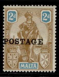 MALTA GV SG147, 2d bistre-brown and turquoise, NH MINT.