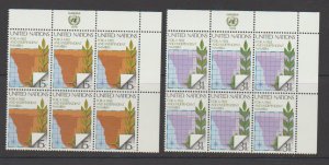 United Nations NY 312-313 Inscription Blocks of 6 UR Free Independent Namibia