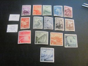 AUSTRIA 1935 MNH/H SC C32-C46 SET  3 LOW #S HINGED XF $150 (253)