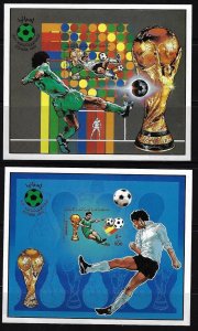 LIBYA SPAIN 1982 WORLD CUP FOOTBALL CHAMPIONSHIP Sc 1020 1021 IMPERF SOUVENIR SH