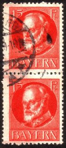 1916, Germany Bavaria 15pfg, Used pair, Sc 100