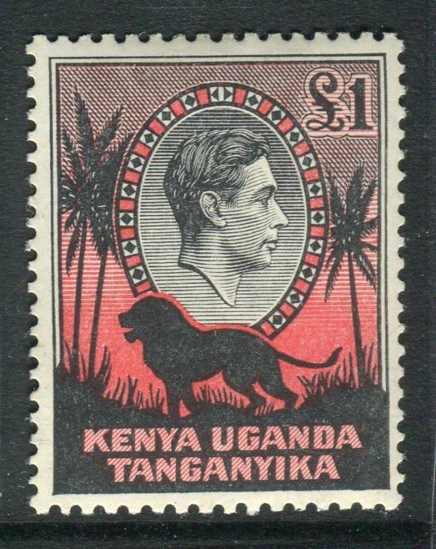 K.U.T-1938 £1 Black & Red Perf 13¾x13.  A mounted mint example Sg 150