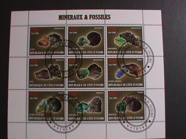 IVORY COAST-2009- WORLD MINERIAL CTO SHEET-VERY FINE WITH BEAUTIFUL CANCEL