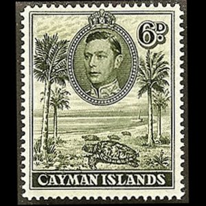 CAYMAN IS. 1943 - Scott# 107 hawksbill Turtles 6p LH