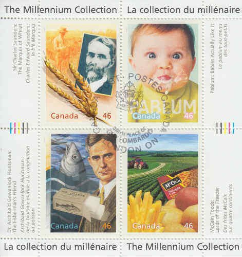 Canada 2000 Millennium Collection Food Souvenir Sheet, #1833 Used