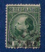 Netherlands Sc #10 Used 20c Drk Green  F-VF