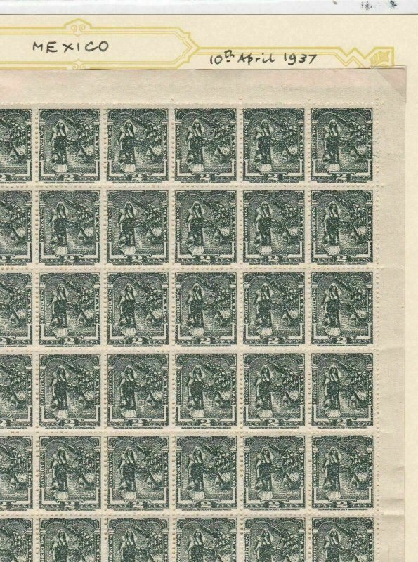 mexico 1937 mint never hinged full stamps sheet ref r12709