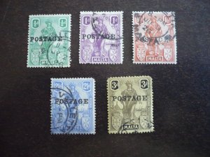 Stamps - Malta - Scott# 117-119,121,122 - Used Part Set of 5 Stamps