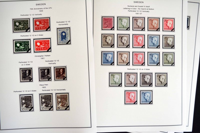 COLOR PRINTED SWEDEN 1941-1970 STAMP ALBUM PAGES (47 illustrated pages)