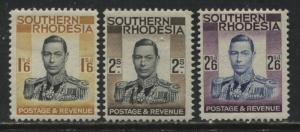 Southern Rhodesia KGVI 1937 definitives 1/6d, 2/, 2/6d mint o.g.