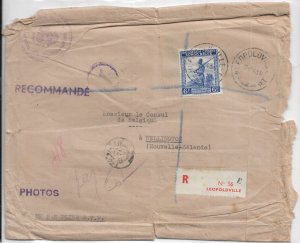 Leopoldville, Belgian Congo to Wellington, New Zealand 1943 Registered (C5703)