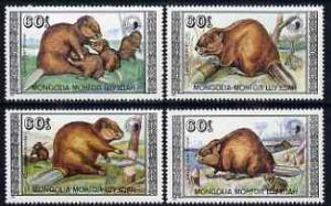 Mongolia 1989 Eurasian Beaver perf set of 4 values unmoun...