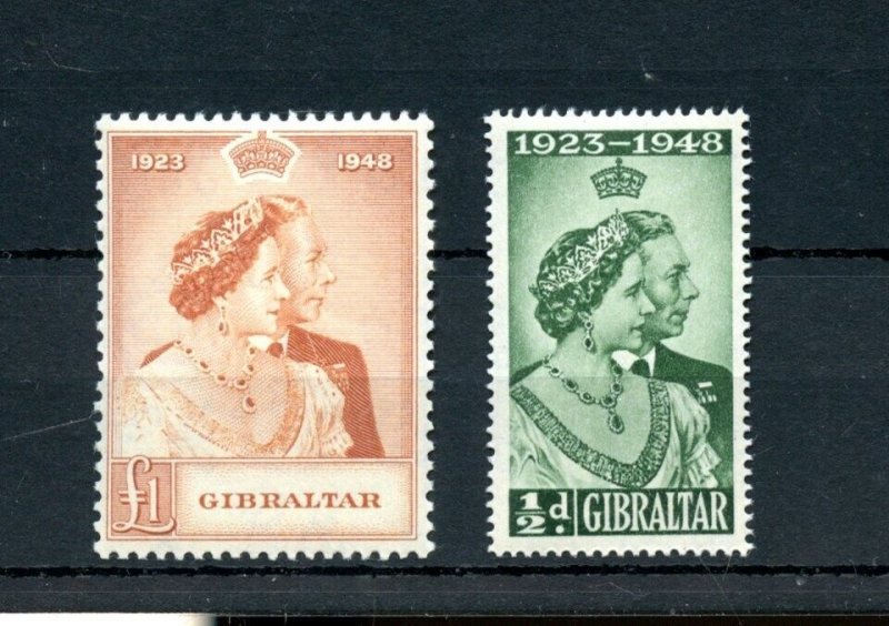 GIBRALTAR 1948 KING GEO VI SILVER WEDDING MINT NEVER HINGED AS SHOWN