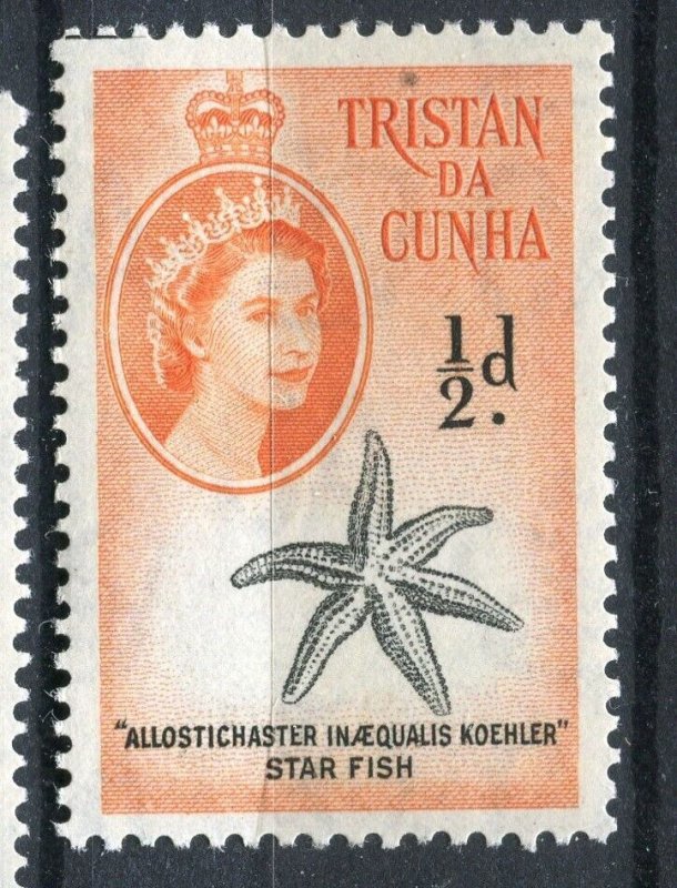 TRISTAN DA CUNHA; 1950s early QEII Pictorial issue fine Mint hinged 1/2d. value