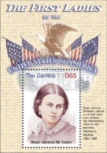 GAMBIA FIRST LADIES OF THE UNITED STATES - MARY ARTHUR MCELROY S/S MNH