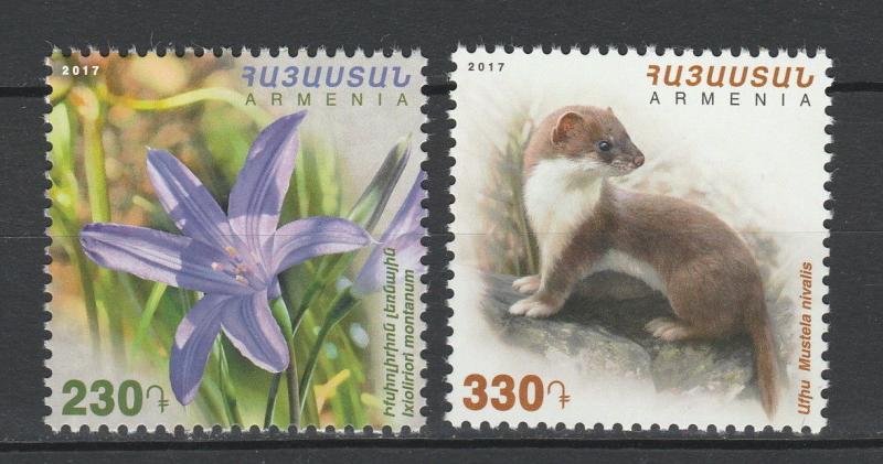 Armenia 2017 Flowers Fauna Animals 2 MNH stamps